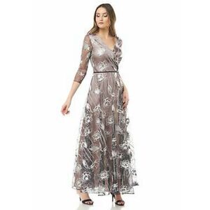 JS Collections Surplice Embroidered Gown dress Size 10 in Black nude
